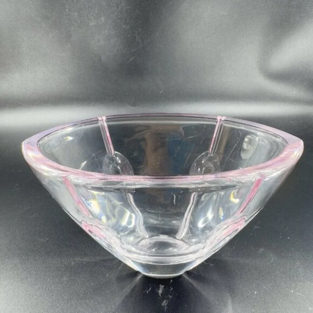 Lenox Cut Crystal Pink Tint Gift Of Knowledge Oval Dish Bowl Vintage Signed‎ VTG